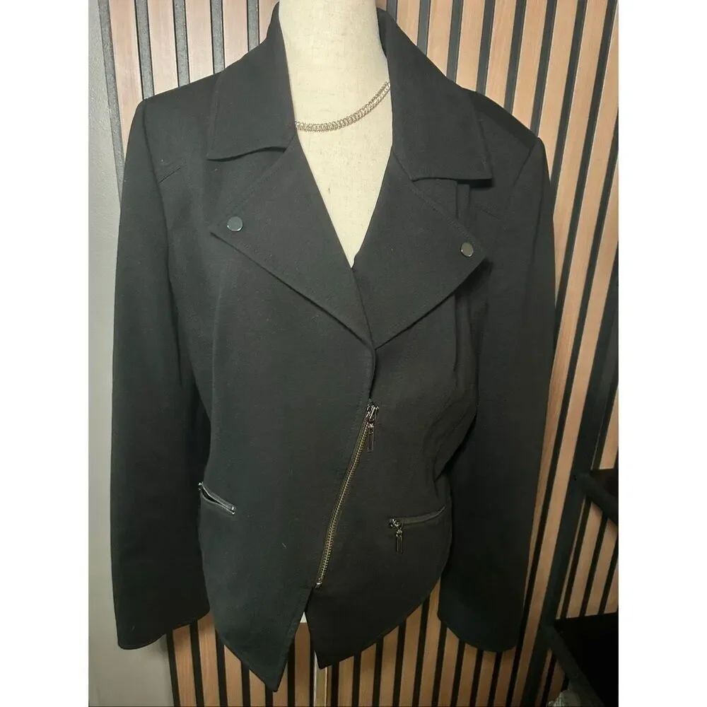 Kasper moto jacket asymmetric zipper black size 12